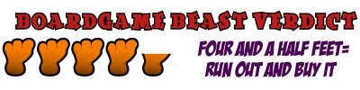 Boardgame Beast gives DICEcapades! four-and-a-half footprints out of five. Click here to leave comments and submit your OWN score for this game!